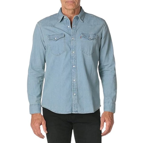 Levi's Other - [Levi's] Light Blue Button Down Long Sleeve Denim Flannel Shirt Men's Size S